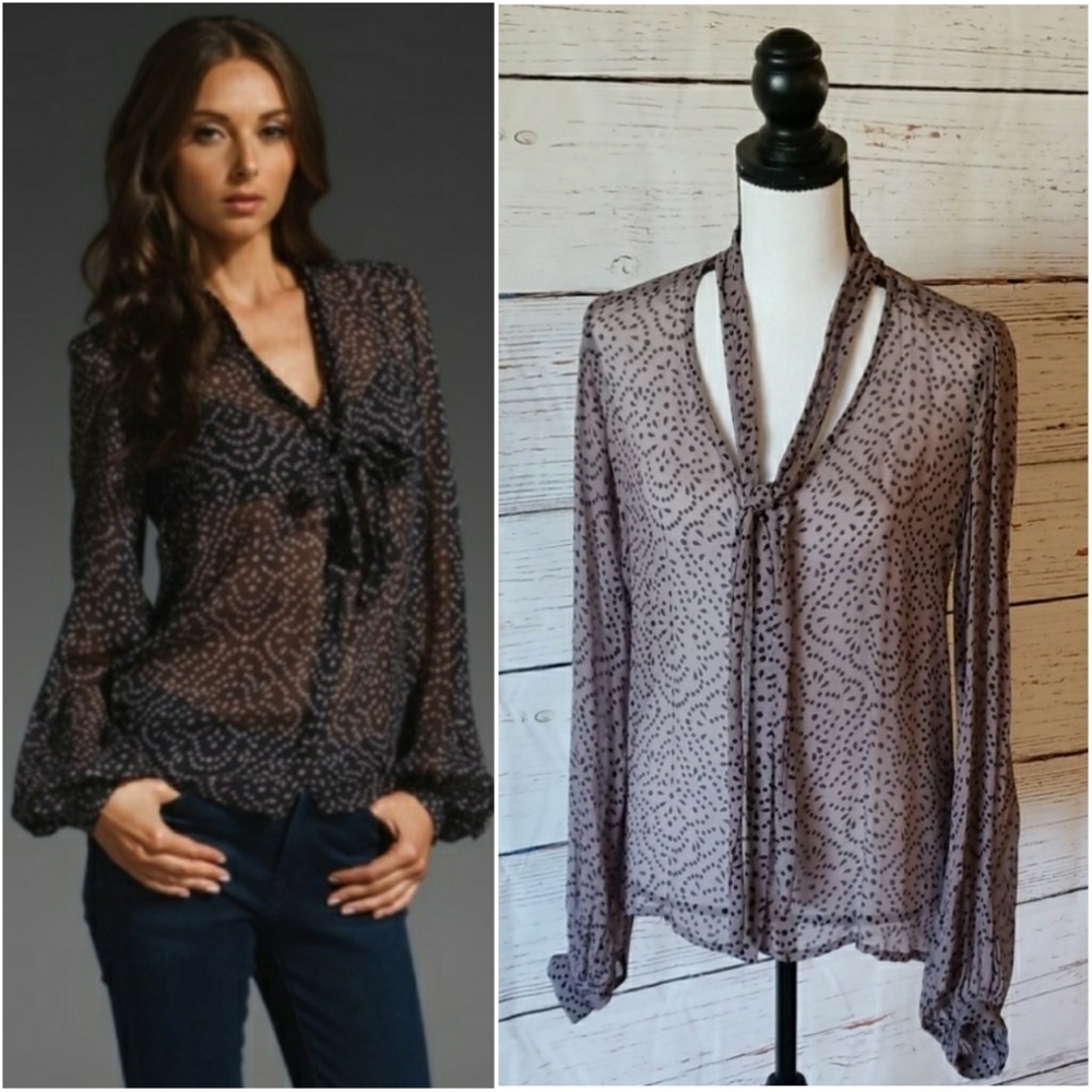 WINTER KATE // vintage silk ruby grace plunge p-bow neck tie blouse